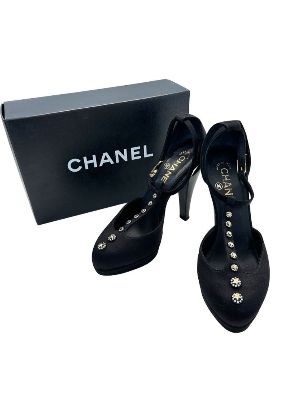 Chanel Shoes Leather Heels Black CC Logo Line - Picture 14 of 14